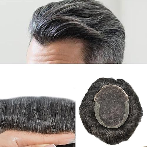 RESHE Toupee para hombres Cabello humano real suave encaje suizo sistema de reemplazo de cabello para hombre Toupee piezas de pelo para hombres