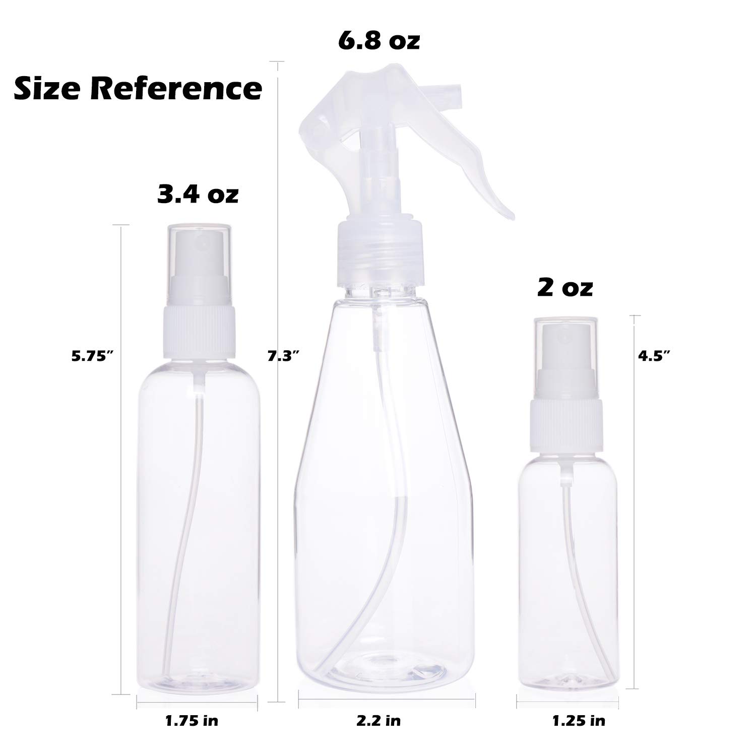 3Pcs Misting Spray Bottle, 200ml/6.8oz Clear Empty Hair Sprayer for Home Plant Gardening Cleaning Travel Skin Care