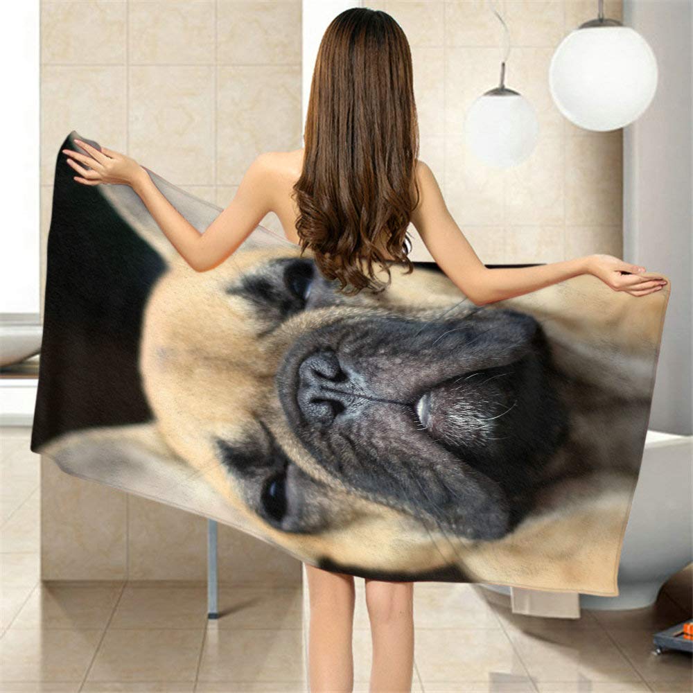 Moslion Comfy Bath Towels Funny French Bulldog Soft Bathing/Beach/Camping Towel for Women Men Girls Boys Large Size 64x32 Inches