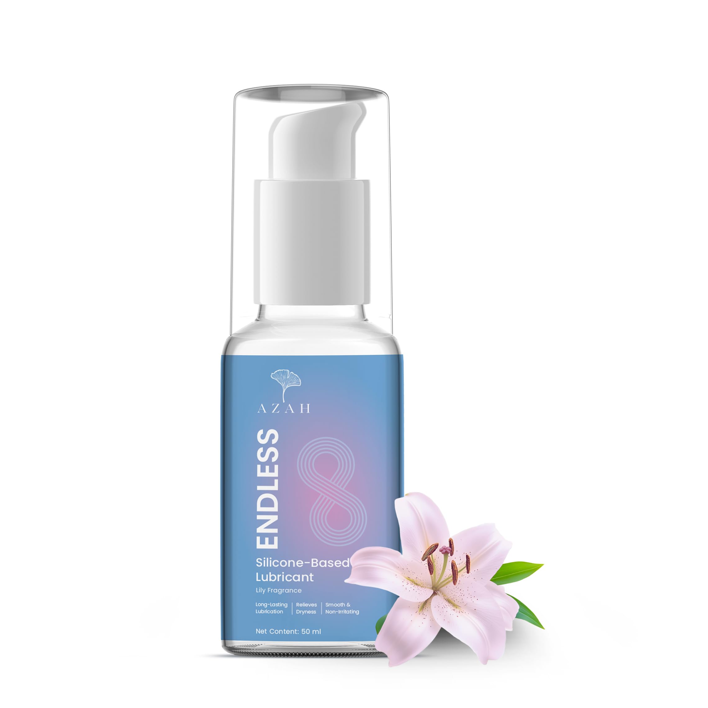 Azah Endless Silicone-Based Lubricant Gel for Men & Women - 50 ml | Lily Flavoured | Long-Lasting & Friction-Free| Skin-Friendly & pH Neutral