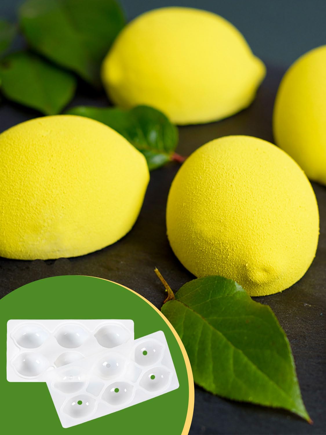 Moule Citron Trompe L'oeil RFGHAC Lot De 2 Moules En Silicone Pour Fondant En Forme De Citron, En Forme De Fleur De Fruits D'u00e9tu00e9, Pour Bonbons, Chocolat, Tranches De Citron, Moule En