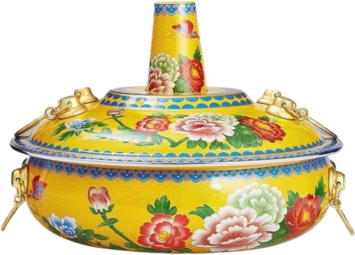 Olla de Cobre para Fondue y Cocina, 30 cm, Amarillo