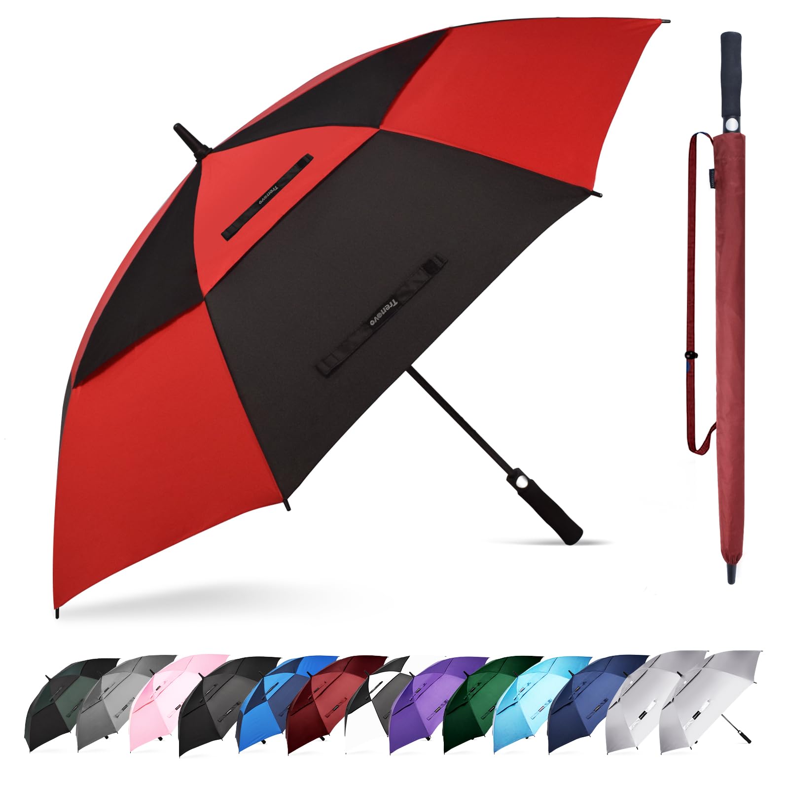 Trenovo Extra Large/Standard Golf Umbrella, Auto Open Ventilated Double Canopy, Windproof Waterproof Stick Umbrella for Adults, Kids, Business, Home &