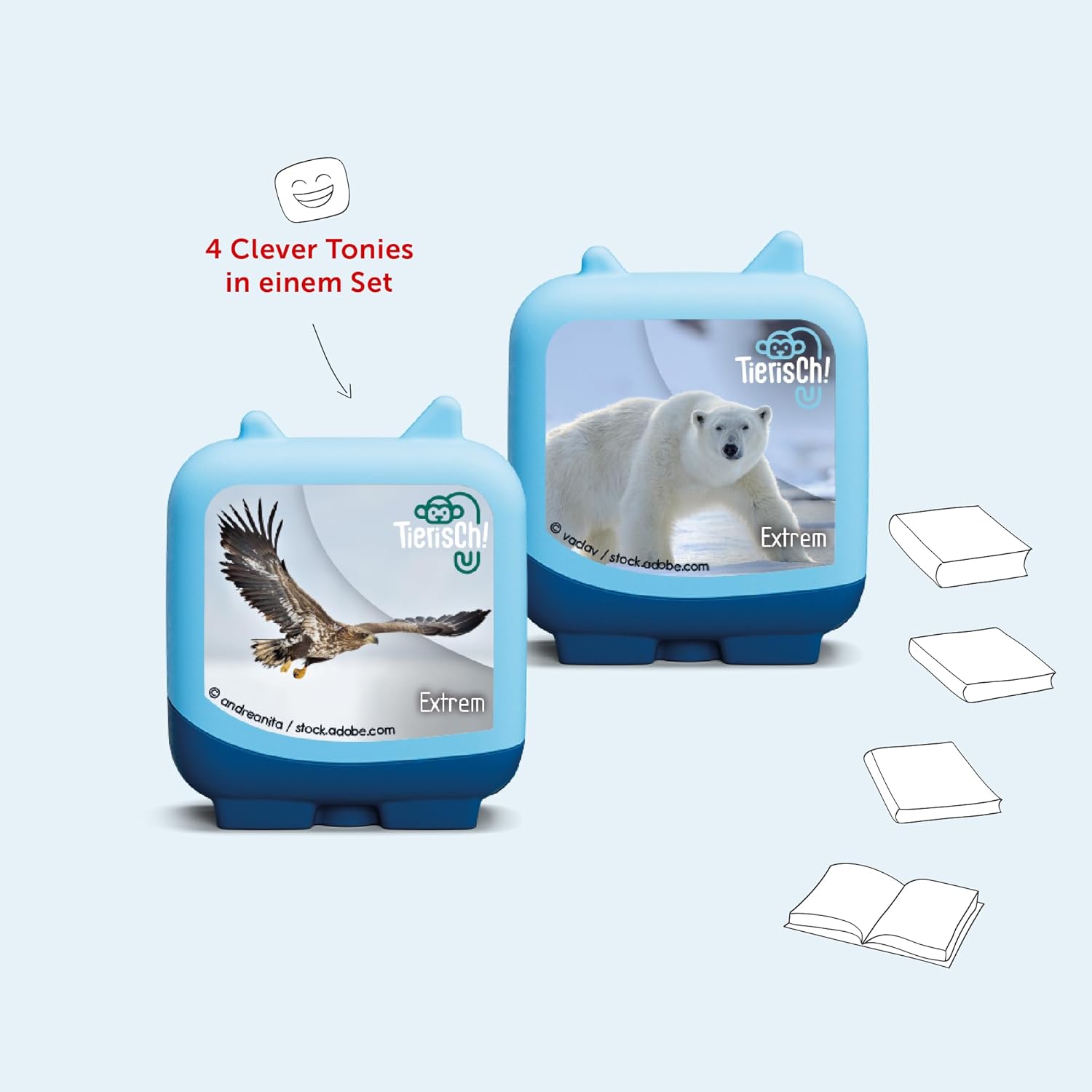 tonies Clever Set of 4 Animal! Extreme, Knowledge Radio Play for Children from 5 Years, Playing Time Approx. 120 Minutes