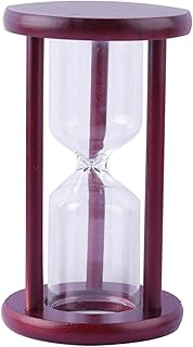 Empty Hourglass Decoration,Wooden Frame Fillable Sand Timer,Reloj de Arena,Self-filling Sandglass,Vintage Home Office Desktop Ornament Birthday Gift Wine Red