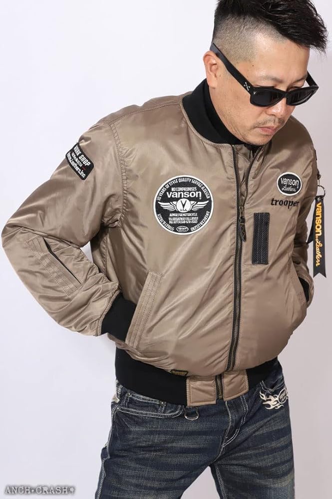 Amazon.co.jp: [バンソン] 防寒防水 MA-1 ライダースジャケット