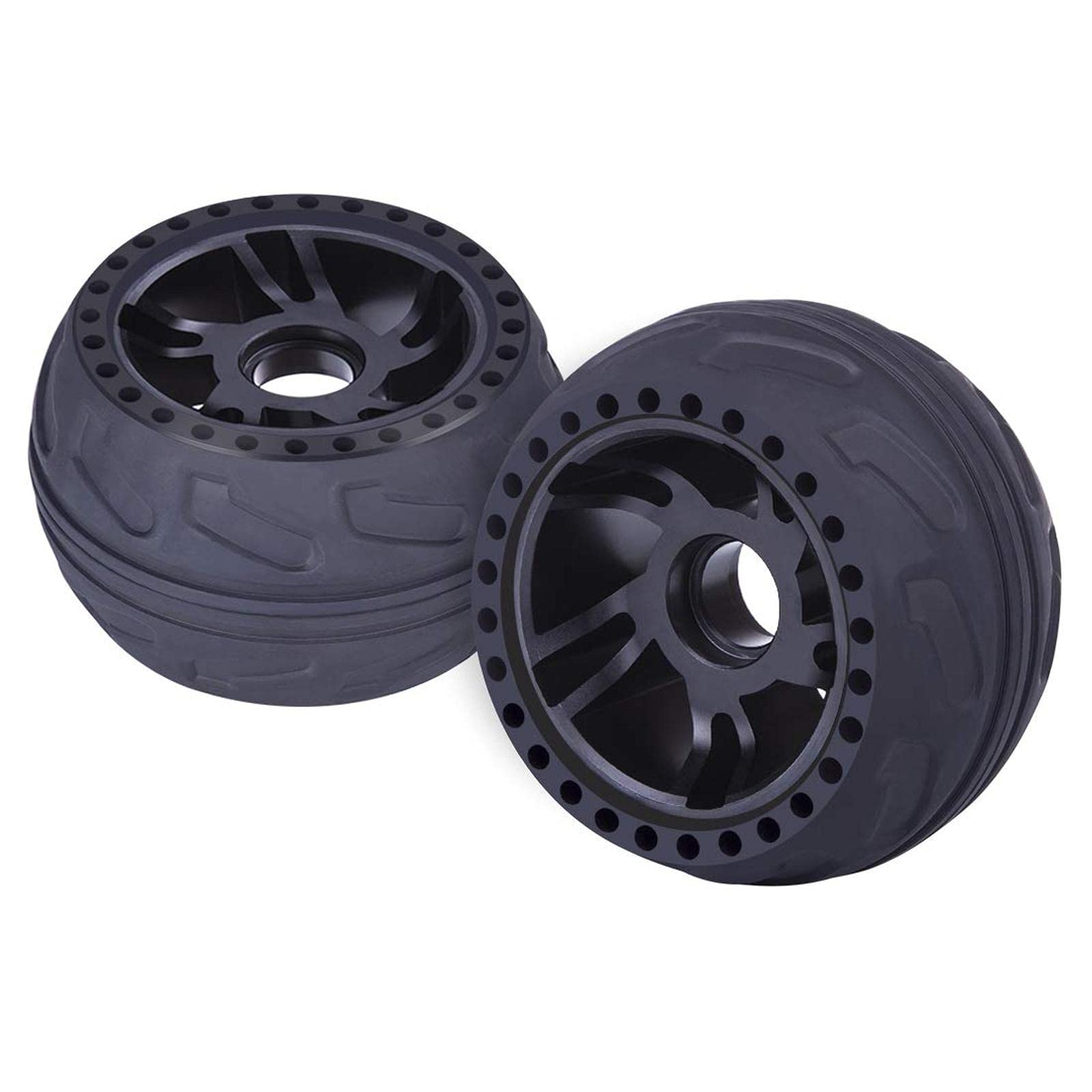 Lot de 2 roues en caoutchouc pour skateboard électrique Noir