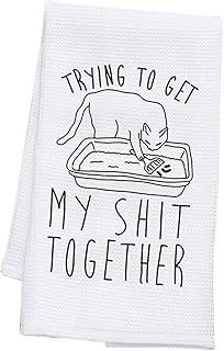 BDPWSS Cat Kitchen Towels for Cat Lovers Trying to Get My Shit Together Funny Cat Mom Home Decor Cat Owner Dish Towel (My Shit Together TW CA)