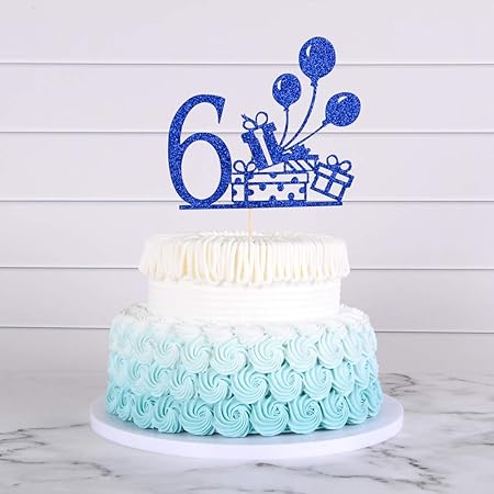 Amazon 6歳の誕生日ケーキトッパー Happy Birthdayケーキトッパー ブルーの風船付き 女の子 男の子の6歳の誕生日プレゼントに おもちゃ おもちゃ