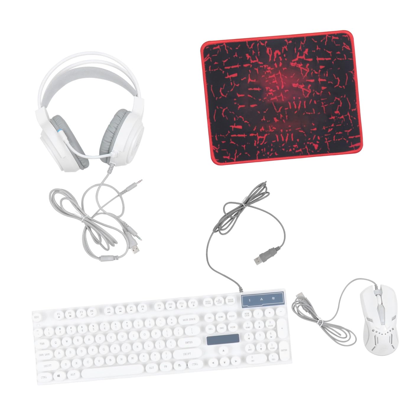 NUOBESTY Tastiera Ergonomica Mouse USB Combo Tastiera e Mouse per Computer Gaming Retroilluminata Cuffie Inclusa Plug And Play Alta Durata