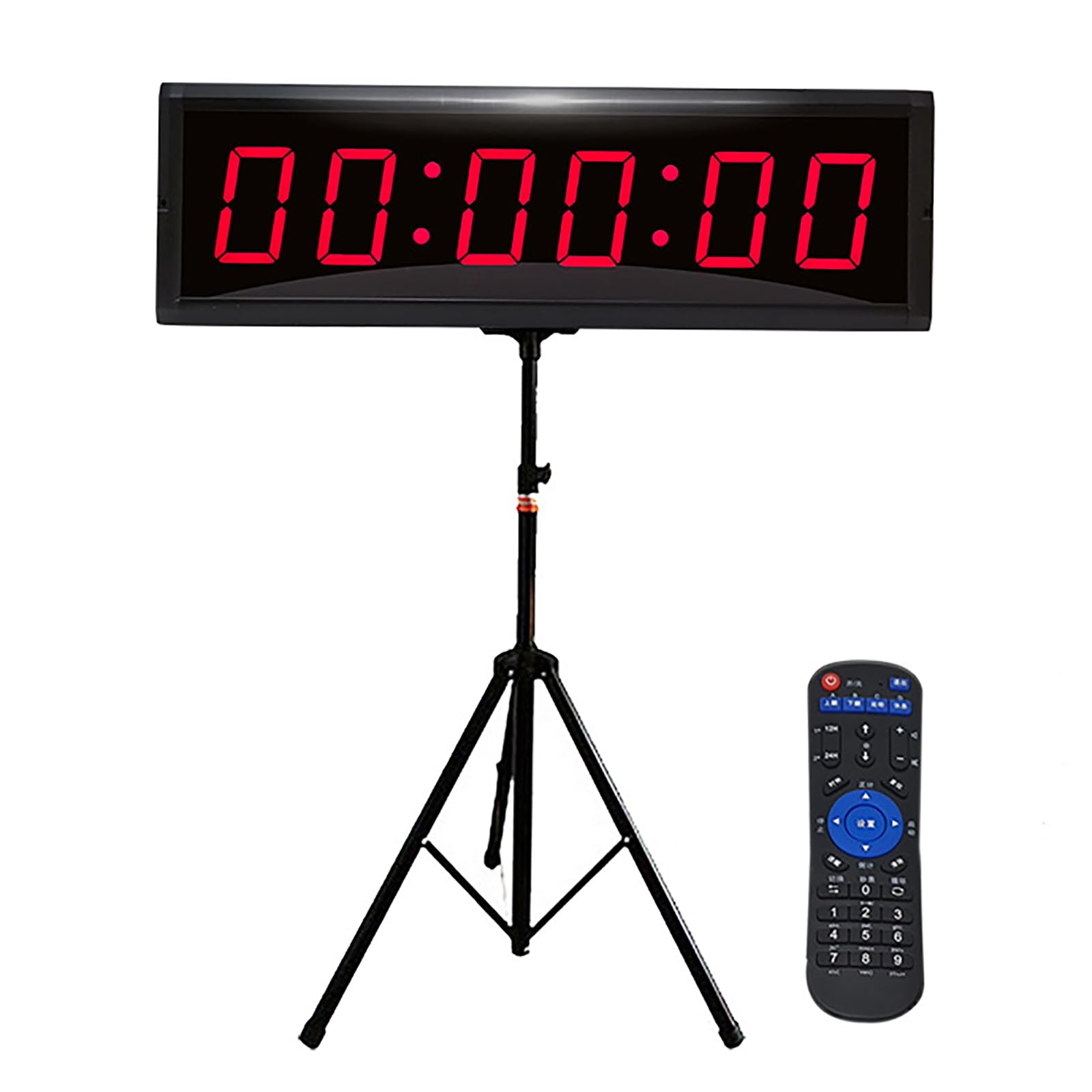 WLSYX 1.5in Double-sided Clock Timer, 6 Digits Digital Wall Clock With Tripod And Remote Control, Positive Timing/cycle/stopwatch Timing/count Down/clock Mode, For Competitions, Gyms, Offices