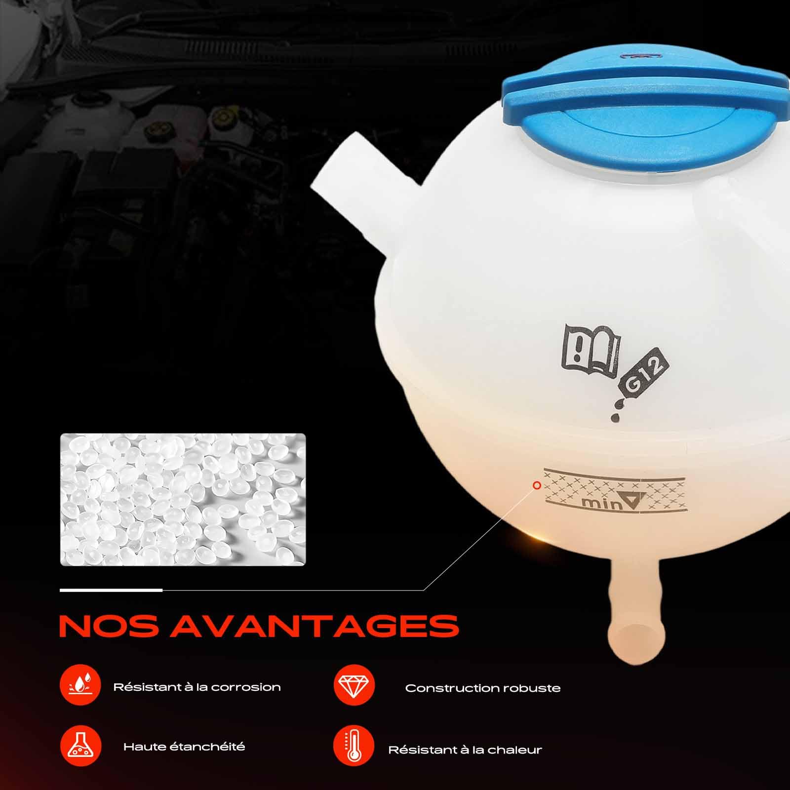 Frankberg Vase d'expansion 1K0121407 | Compatible avec Altea XL 5P5 5P8, Rapid NH3, CC 358, Golf Plus 521 5M1, O.c.t.a.v.i.a II 1Z3, Beetle 5C1 5C2, TT 8J3