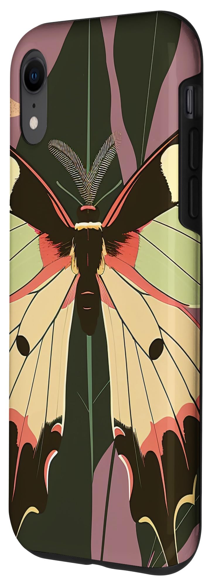 iPhone XR Cute Pastel Purple Floral Luna Moth Aesthetic Case - Image 2