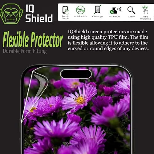 Miniatura 3 de IQShield Protector de pantalla compatible con Apple iPhone 15 Pro (paquete de 2) película de TPU transparente antiburbujas