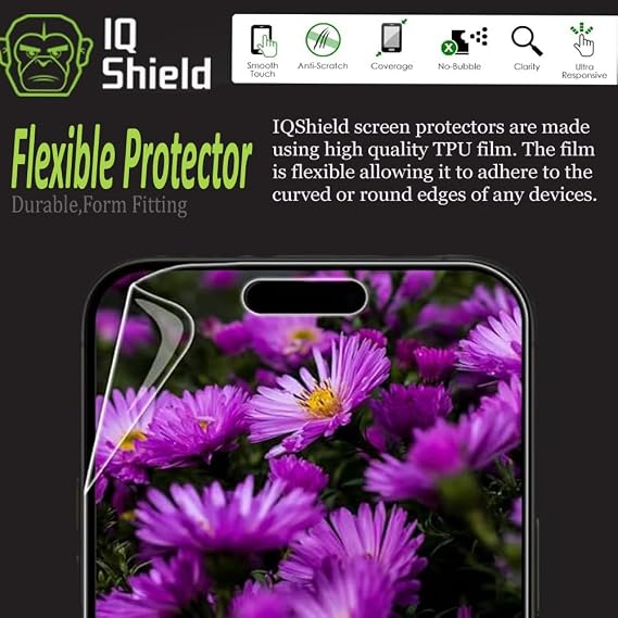 IQShield 2 Pack Screen Protector for iPhone 15 Pro 6.1 Inch - Easy Install, Anti-Scratch, Anti-Bubble Clear TPU Film