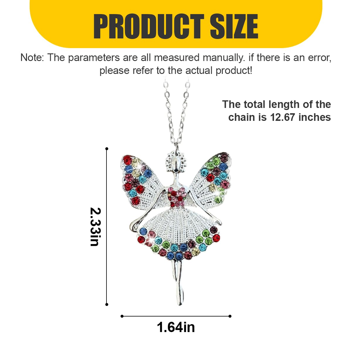 Bling Ballerina Dancer Car Mirror Hanging Accessories - Crystal Rhinestone Car Rear View Mirror Charm for Women - — view 2