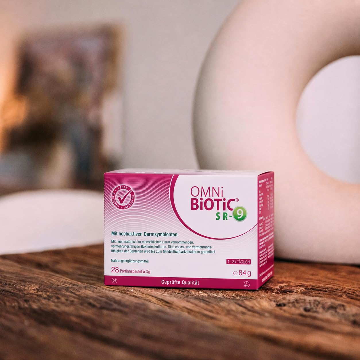OMNi BiOTiC SR-9 | 56 porciones (168 g) | 9 cepas de bacterias | 15 mil millones de gérmenes por dosis diaria | Polvo | Vegano | Sin gluten | Sin lactosa | Para uso diario