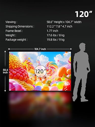 Miniatura 8 de Migo Pantalla de proyector de 120 pulgadas, 2.0 de alta ganancia 169 8K 4K Ultra HD 3D Pantalla de proyector de marco fijo para cine en interiores,