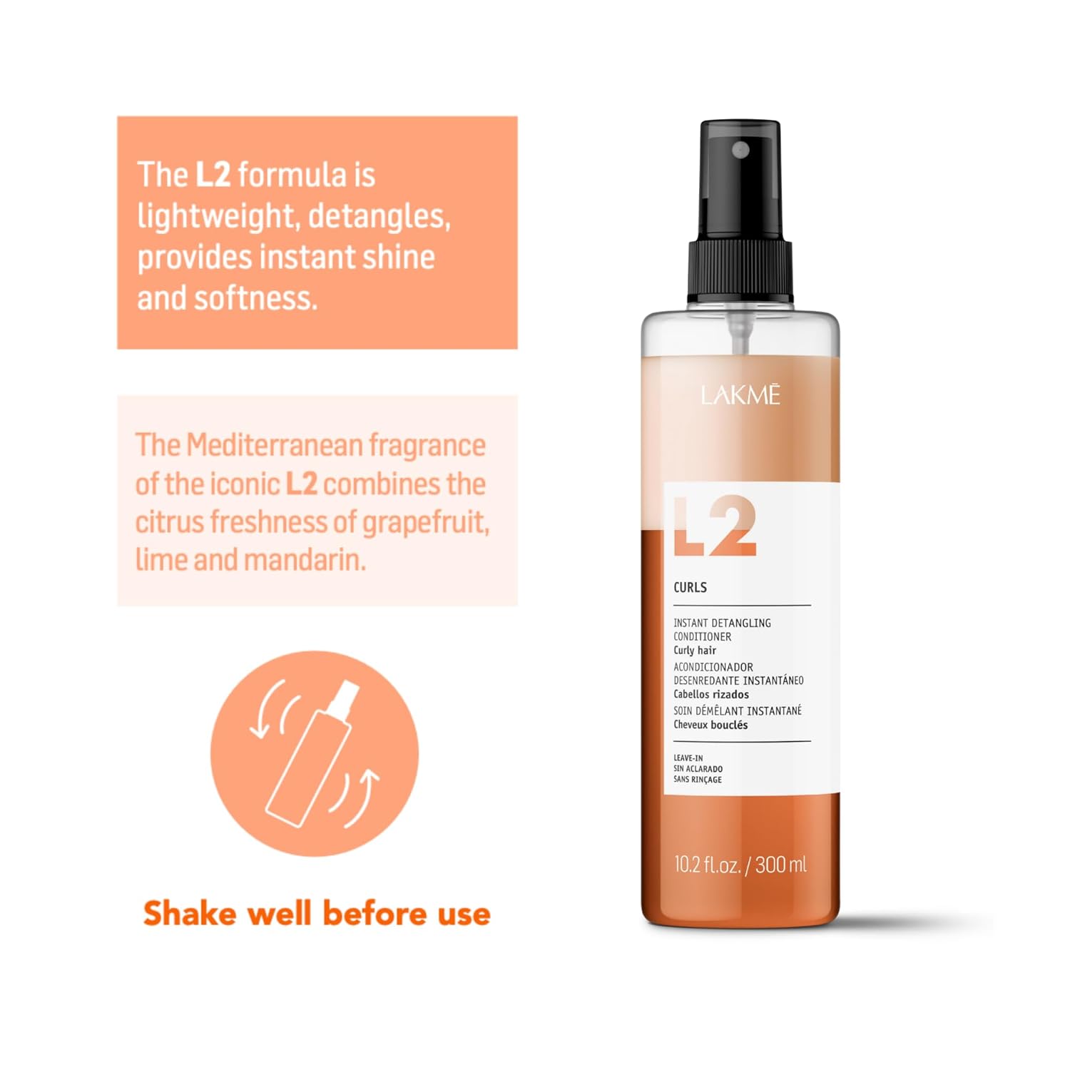 Lakmé L2 Curls Bi Phase Conditioner, Detangling Spray for Hair, Leave In Conditioner Spray For Curls and Curly Hair - Image 6