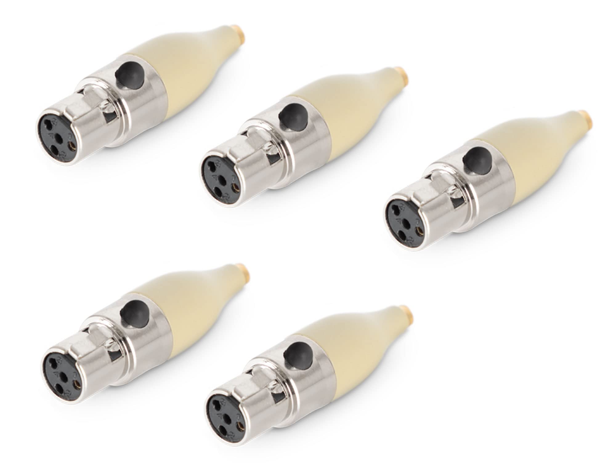 Pronomic Funk-Adapter L6 5x Set, Mini-XLR 4-polig, Schraubbarer Kontakt | Adapter L6 für EA-Serie Mikrofone von Pronomic, Kompatibel zu Shure/Mipro/EV/JTS Funksystemen, Farbe: beige, Mipro