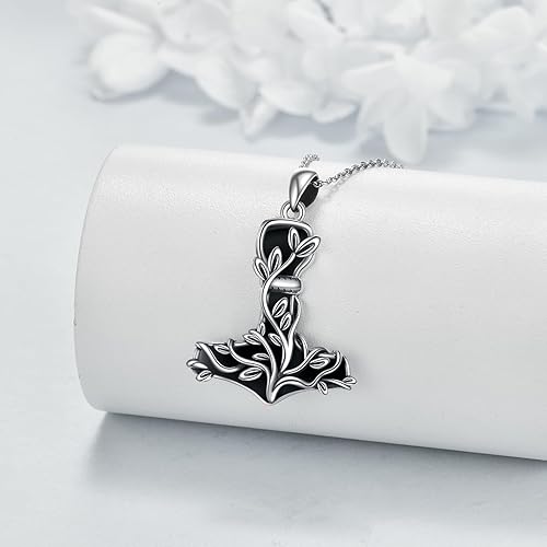 Miniatura 3 de Thor Hammer Necklace 925 Sterling Silver Mjolnir Tree of Life Pendant Necklace Viking Vegvisir Jewelry for Women wife Mom
