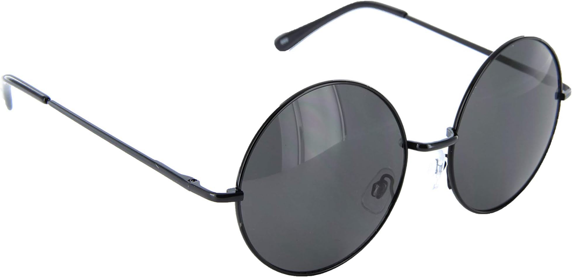 Large Circle Round Glasses Metal Frame Harry Porter Style (Black/Dark, 57mm)