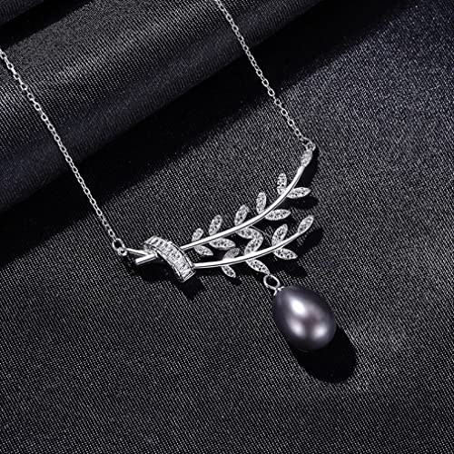 Collier pendentif en perles naturelles et feuilles ciselées argent bijou élégant pour femme
