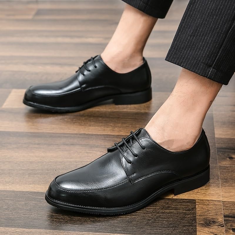 Mens Classic Oxford Dress Shoes Pu Leather Lace Up Round Toe Non Slip Rubber Sole Low Top Formal Working Comfortable Slip Resistant3