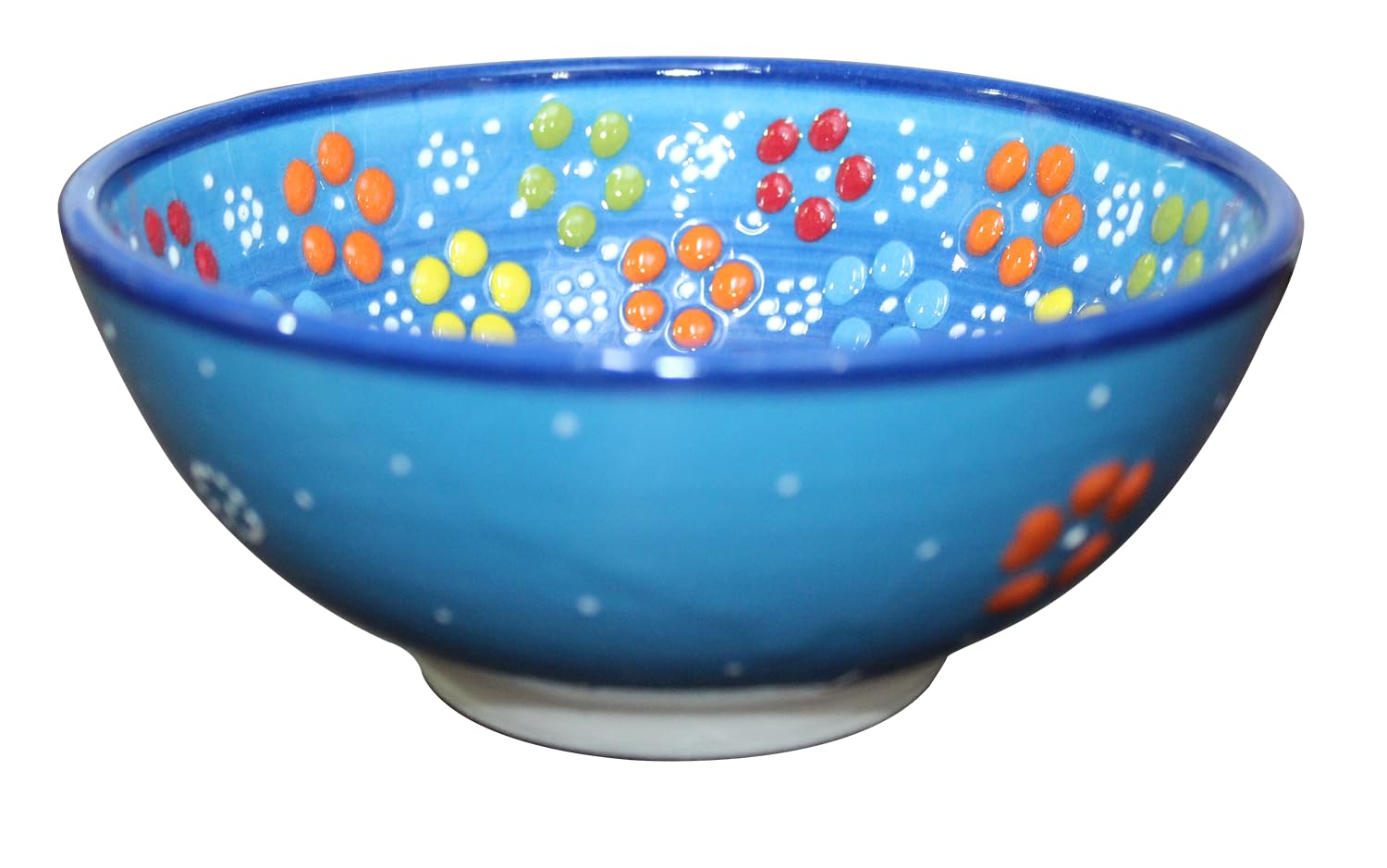 TurkCeramics by OMKAR INTERNATIONAL 10cm Blue Relief Ceramic Bowl β Turkish Handmade Bowl for Salad, Snacks, Decor & Gifting β Artisan Crafted Traditional Kitchenware