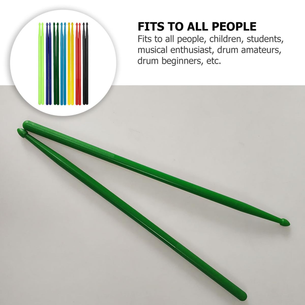 7 Pares de Baquetas de Batería 5A de Nailon Ligero Multicolor Punta Resistente Accesorio para Percusión Adecuado para Práctica Conciertos y Banda Musical