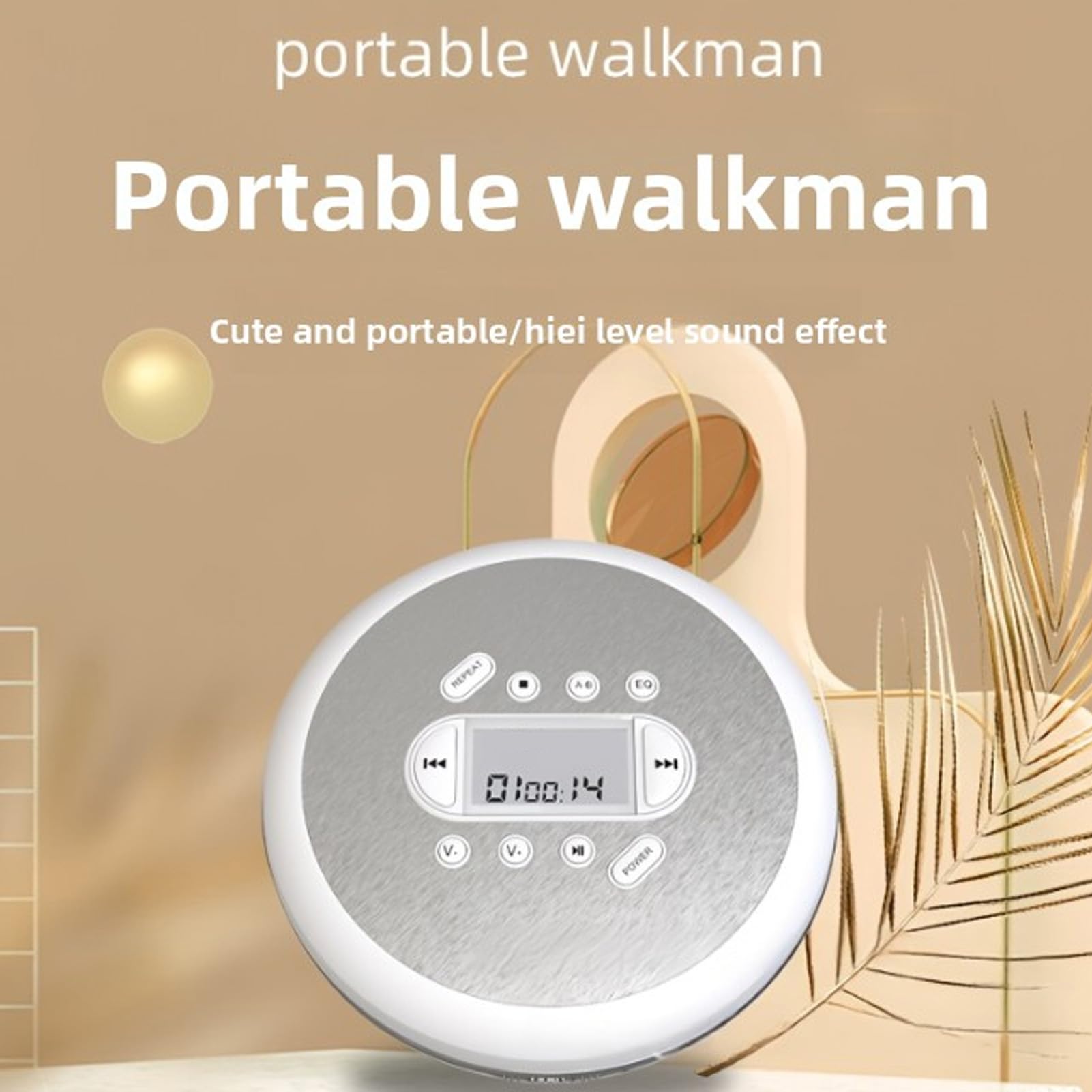 Tangxi Lettore CD Portatile con Cuffie, Lettore CD Portatile per Auto con Funzione di Ripetizione Protezione Anti Salto, Cavo AUX, per Sport Domestici All'aperto