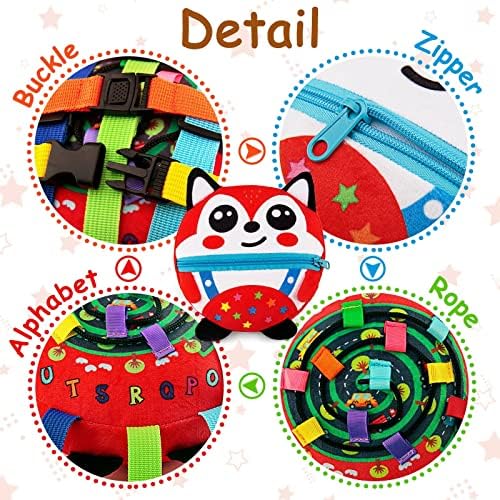 beetoy Buckle Sensory Pillow Toys for Toddlers Travel Toys Early Educational Activity Montessori Fidgets Toy for Threading Develop Fine Motor Basic Life Skill, Learning Activity Toys for 1-3 Year Old