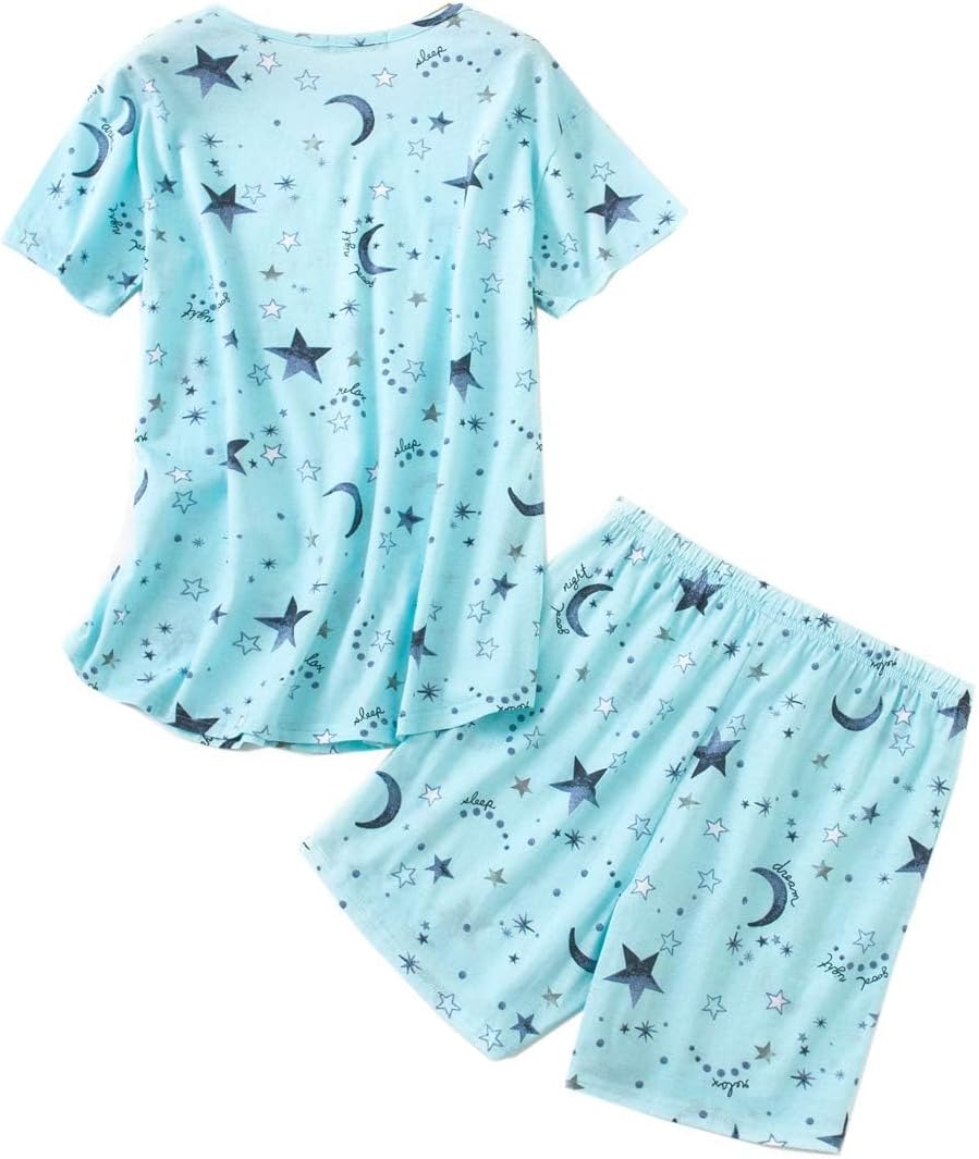 ENJOYNIGHT Womens Pajama Shorts Sets Cotton Pjs Summer Cute Sleepwear with Pockets - Image 2