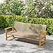 Outsunny Wicker Outdoor Couch, 3-Seat Rattan Outdoor Patio Sofa, 1000 lbs. Capacity, Acacia Wood Patio Furniture Couch with Steel Seat and Armrests for Backyard, Porch, Teak