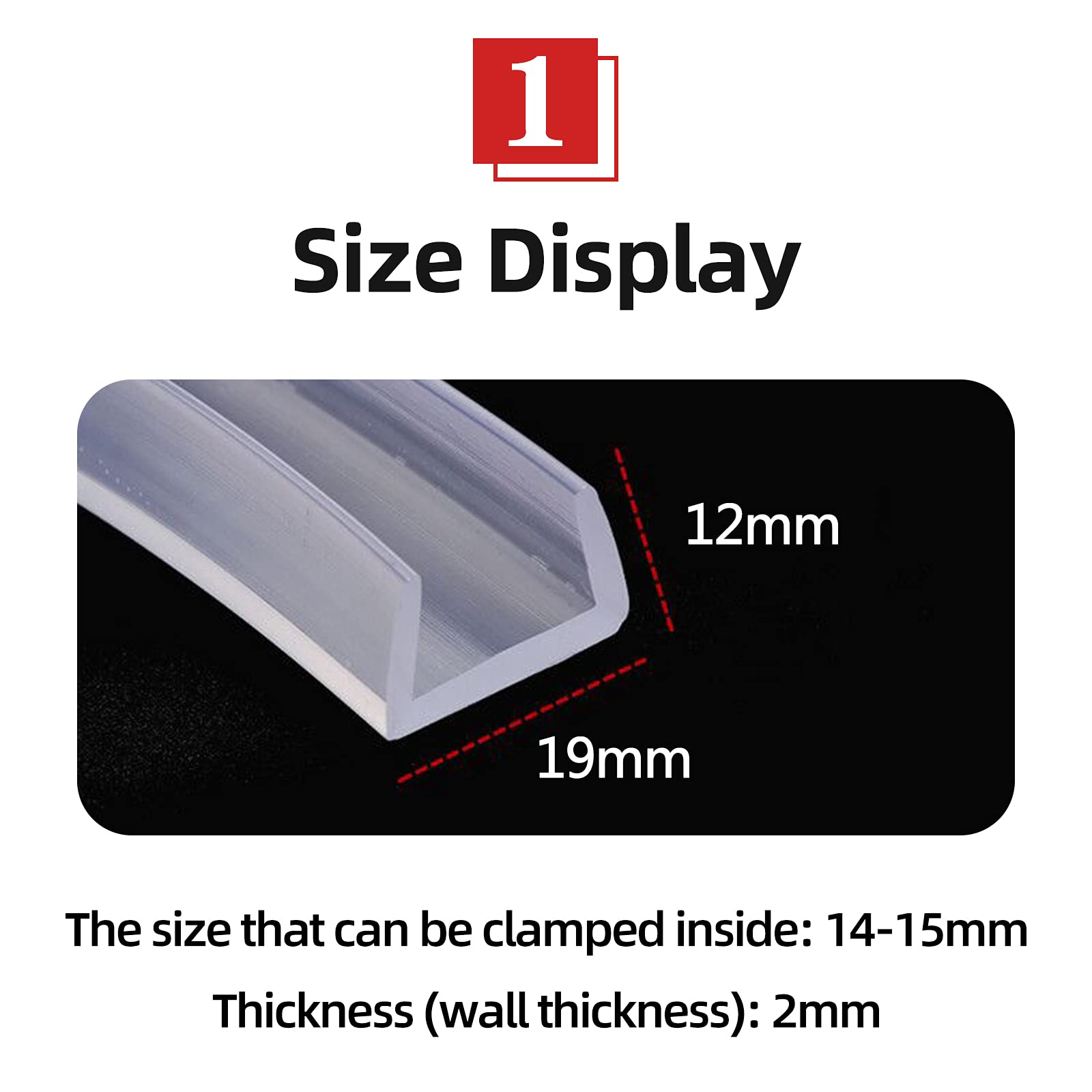 Striscia protettiva trasparente per bordi, canale a U in plastica, guarnizione in gomma trasparente, utilizzata in cucina, lunga 5 metri (19 mm x 12 mm)
