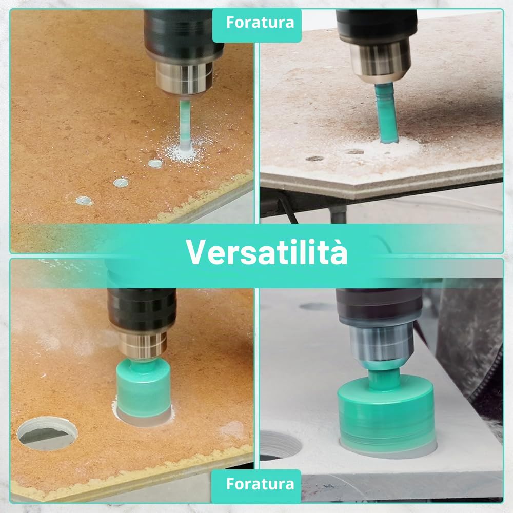 Punte Diamantate per Piastrelle - 11 pezzi (6/8/10/20/25/28/32/35/45/50/65mm) Seghe a Tazza Diamantata per Gres Porcellana Ceramica, Gambo Triangolare