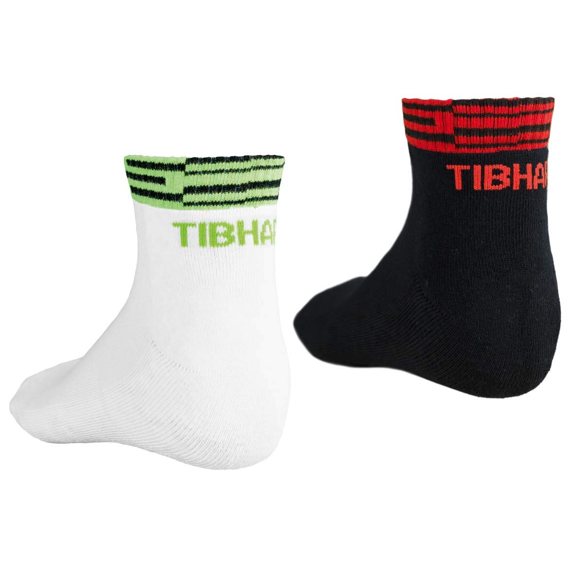 Tibhar Unisex White-Green Table Tennis Socks Line Sports Socks Functional Socks Men White Socks Black Socks, 42-44