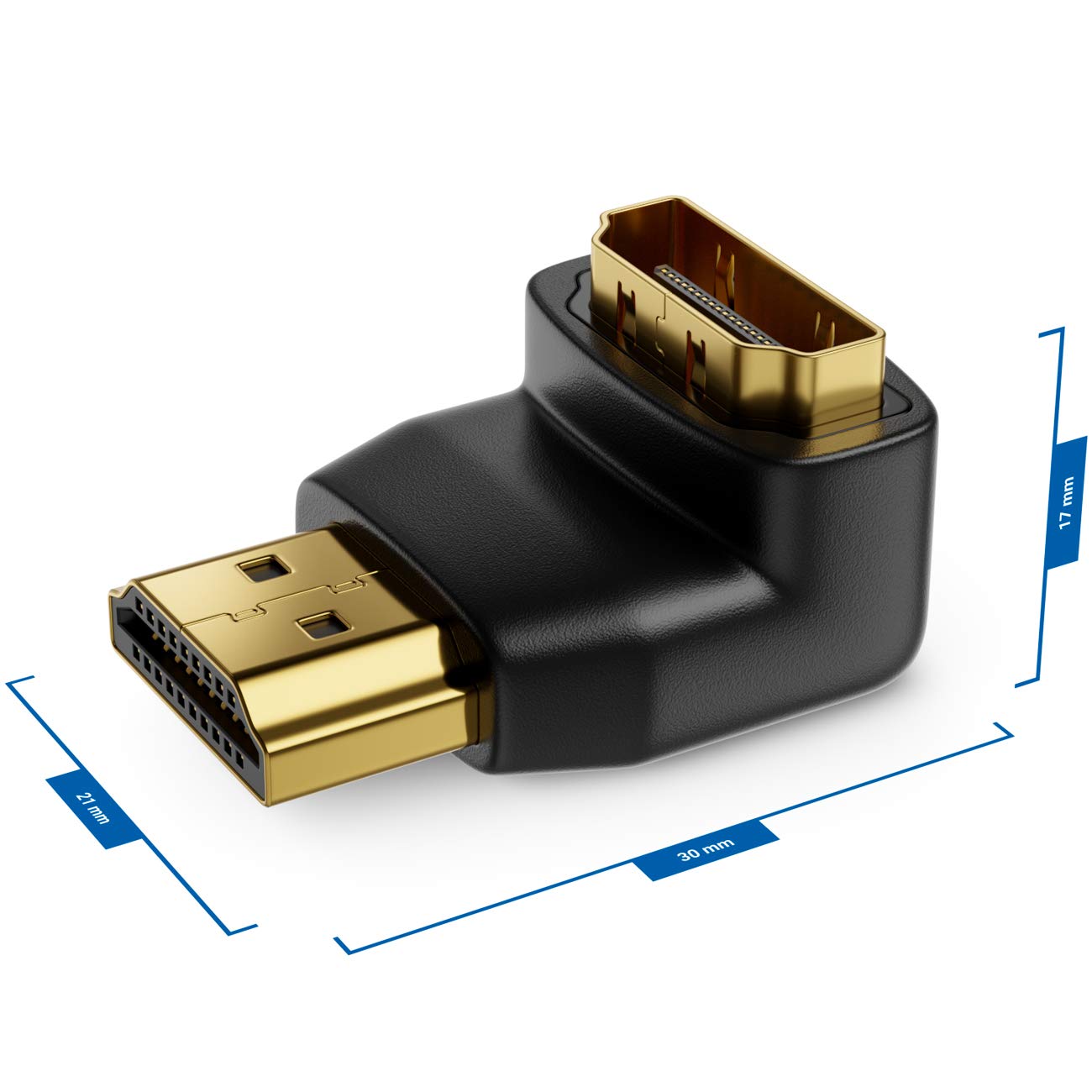 deleyCON Adattatore HDMI Angolato 270° Gradi - Connettore HDMI a Porta HDMI - Contatti Placcati in Oro - 3D 1080p FULL HD - Nero