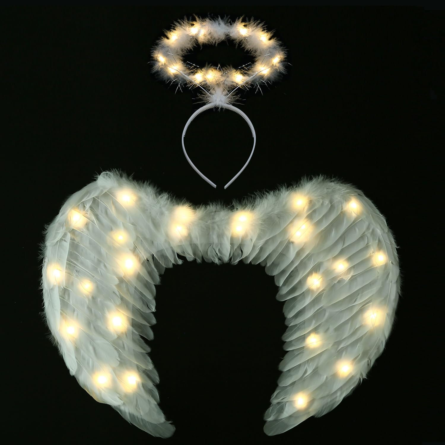 Ptesuply Angel Wings Adult, Light Up Angel Wings and Halo with LED Lights- 3 Light Modes - Image 2