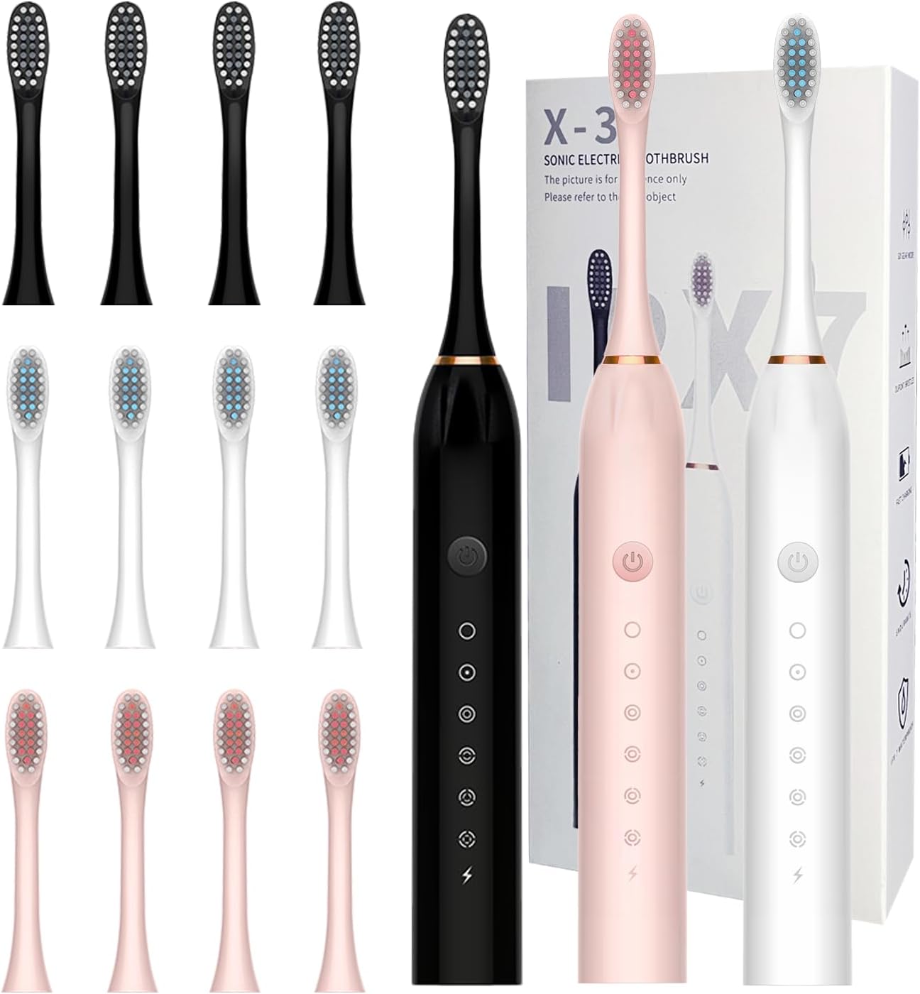 3 Pack Electric Toothbrush with 6 Modes, Rechargeable Toothbrushes with 12 Brush Head, Fast Charge 2 Min and 30s Timer Toothbrush 3 Pack Electric Toothbrush with 6 Modes, Rechargeable Toothbrushes with 12 Brush Head, Fast Charge 2 Min and 30s Timer Toothbrush