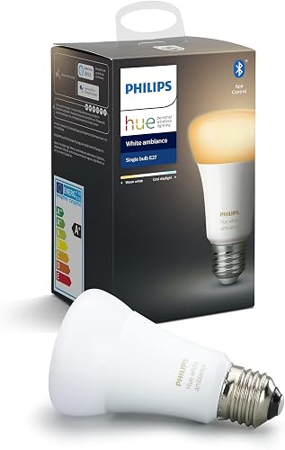 Philips Hue - Bombilla inteligente, E27, Luz cálida y fría, 8.5W, Compatible con