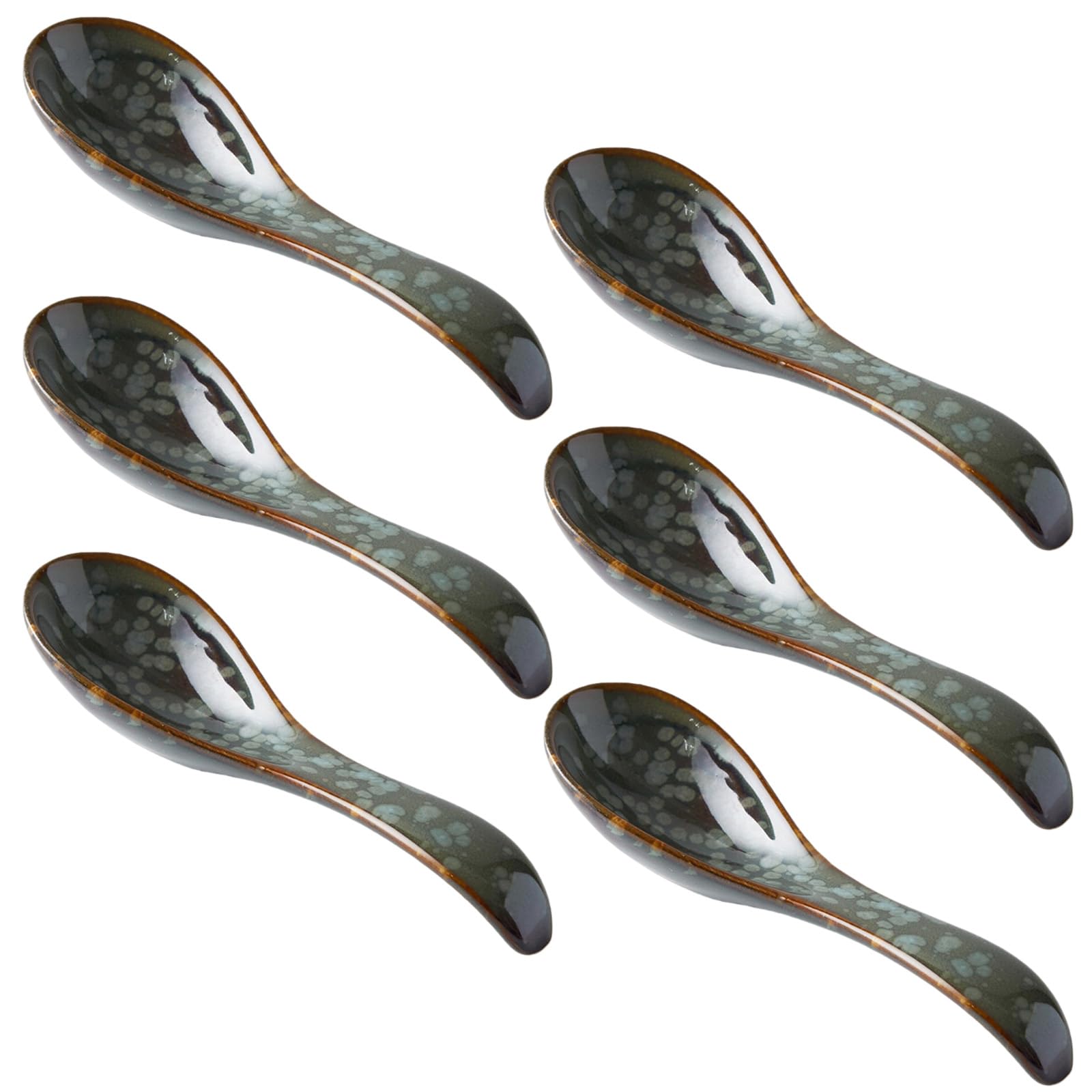 Lot de 6 cuillères de service en céramique, structure en céramique, nettoyage facile, résistantes à la chaleur, résistantes aux rayures, adaptées au service alimentaire, cuillères à soupe