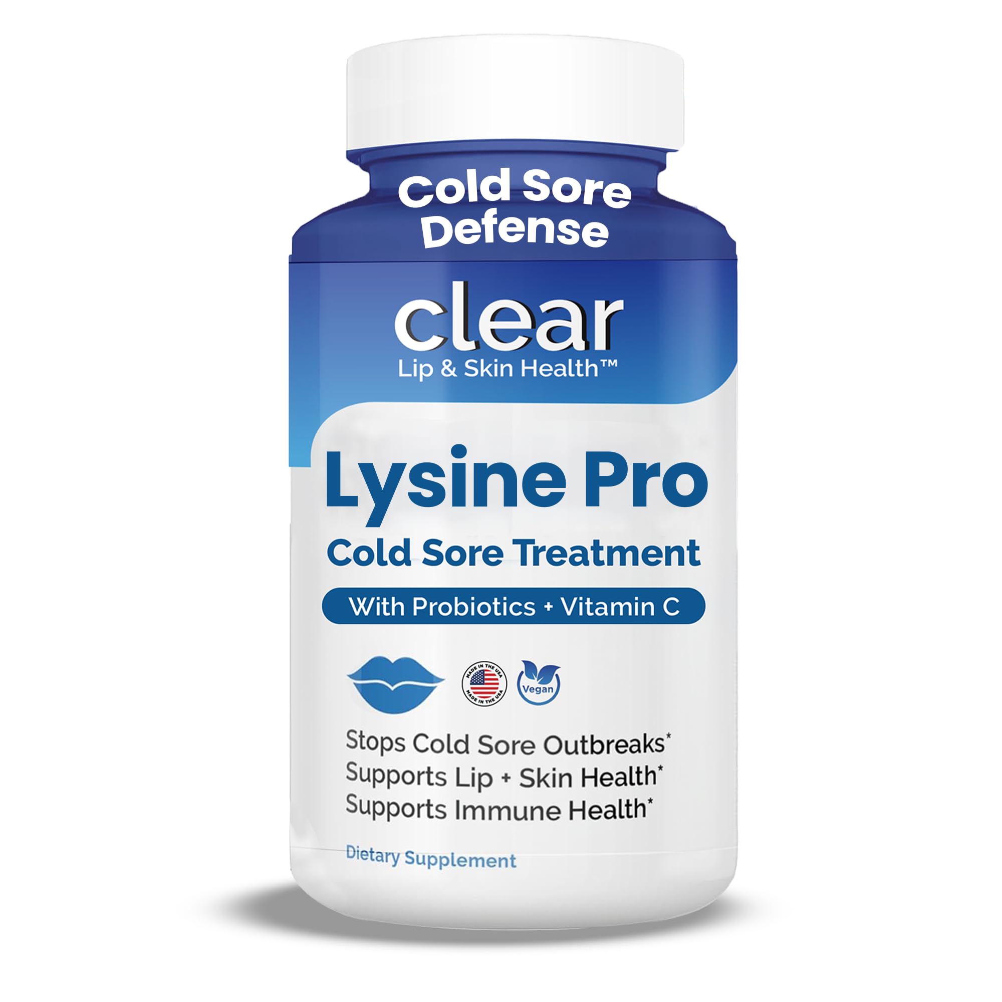 - Lysine Cold Sore Treatment for Lips with Pre-Probiotics & VIT C | 1 Month Supply | Supercharged Lysine Capsules with Rhamnosus & Acidophilus for Cold Sores Relief, Skin + Gut Health & Immune Support