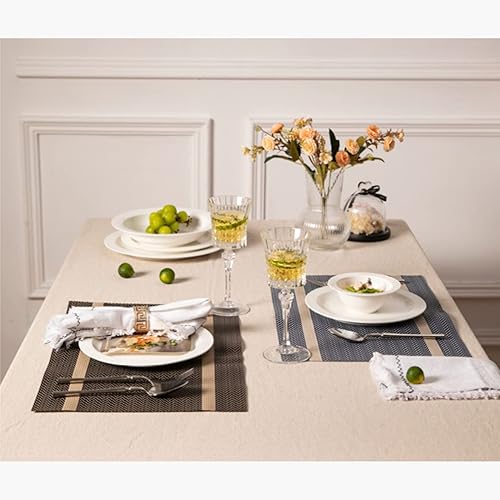 Miniatura 7 de Juego de 8 manteles individuales lavables para mesa de cocina, manteles individuales de PVC fáciles de limpiar (rayas azules)