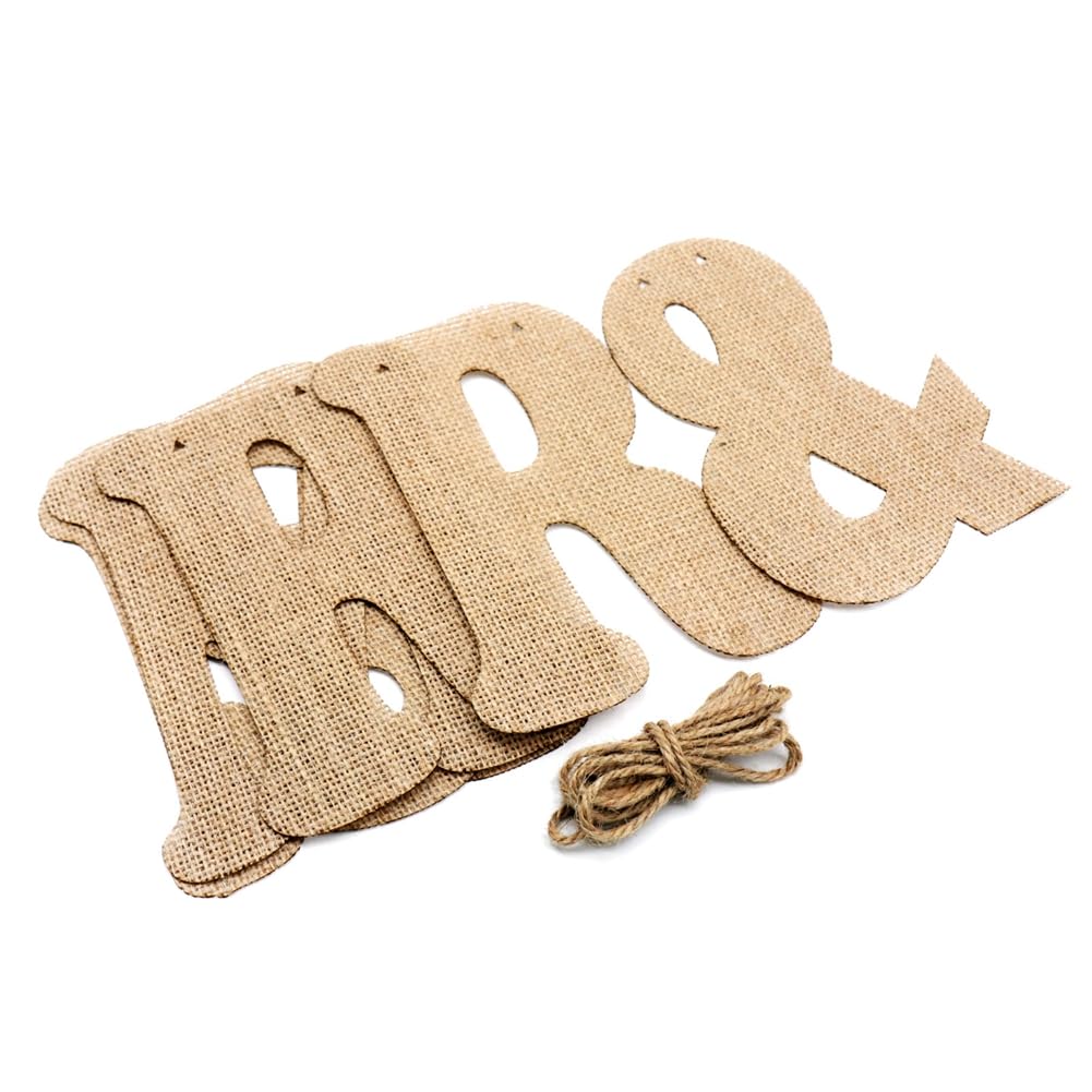 Hochzeit Banner Jute MR & MRS Banner Mr Mrs Hochzeit Deko Jute Buchstaben Braut und Bräutigam Hochzeit Banner Vintage Dekoration für Hochzeit Verlobung Jubiläum Party Innen Außende 30 Stück