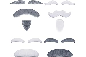 4 Sets Fake Bushy Eyebrows and Moustache Kit for Realistic Old Man Costume Dress Up