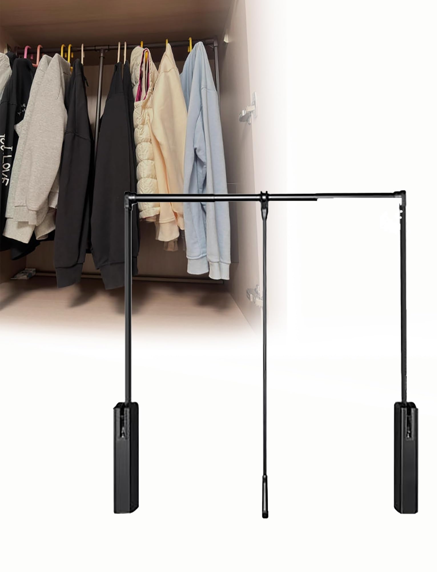 GTHTUHFD Retractable Clothes Hanger, Soft-Close Pull-Down Rod For Easy Access, Wardrobe Lift Hanger For Hanging Clothes, Perfect For Home Closet Organization Type 4-66-89cm/26-35in
