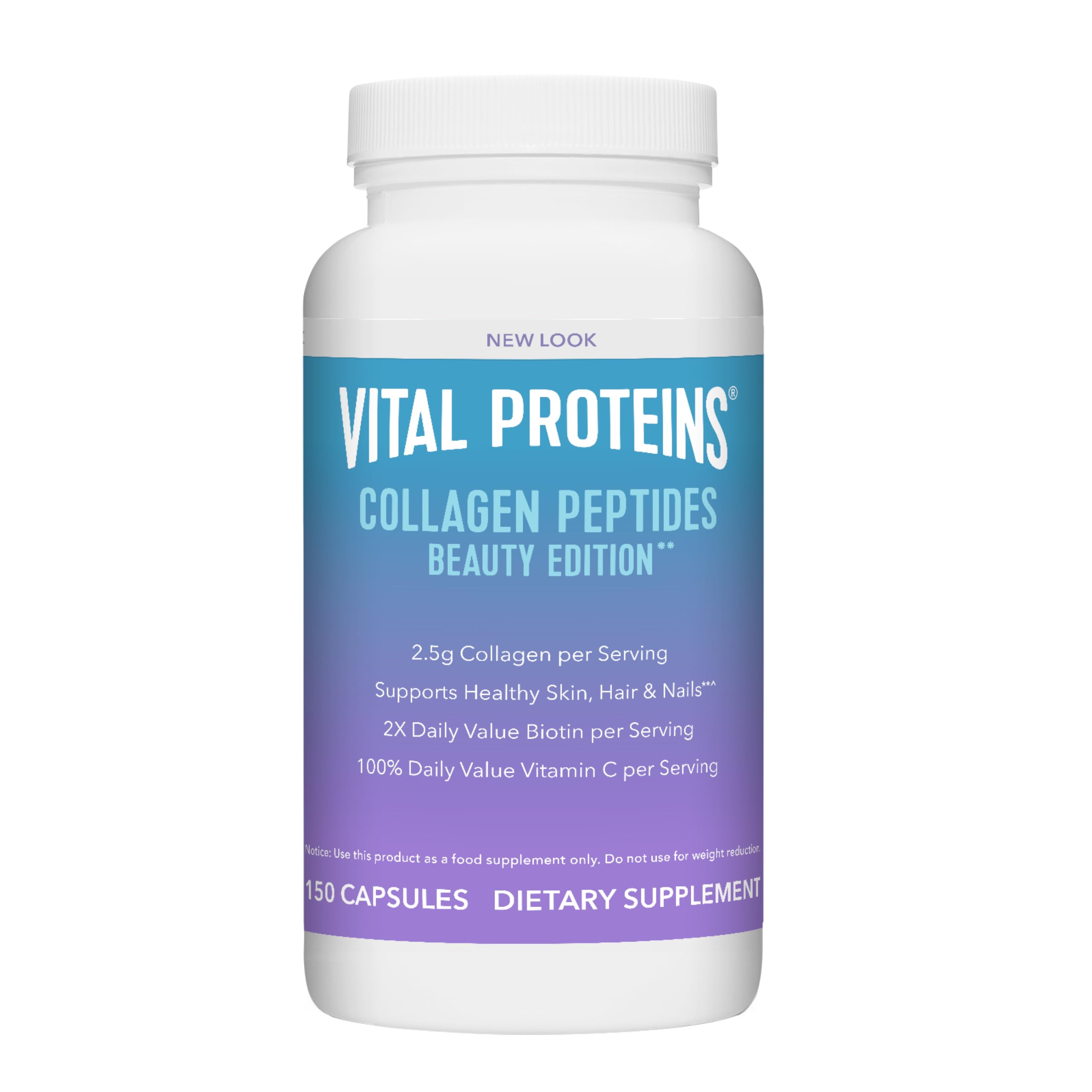 Collagen Peptides Beauty Edition Capsules, 2.5g of Collagen Per Serving with Biotin and Vitamin C, 30 Servings