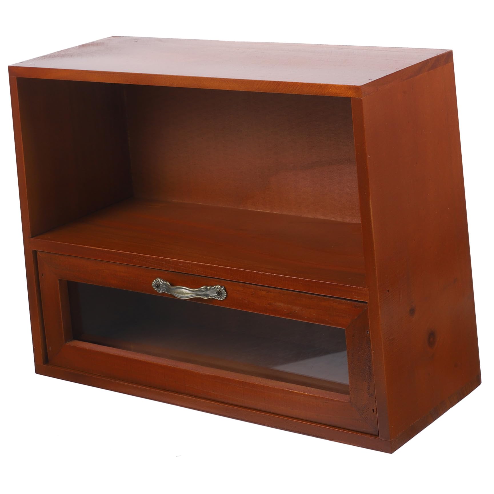 Scatola Porta Oggetti in Legno Coperchio e Scomparti Multipli, Organizer Vintage da Scrivania per Casa e Ufficio