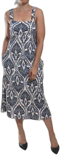 Womens Strappy Pocket Dress-Navy And White